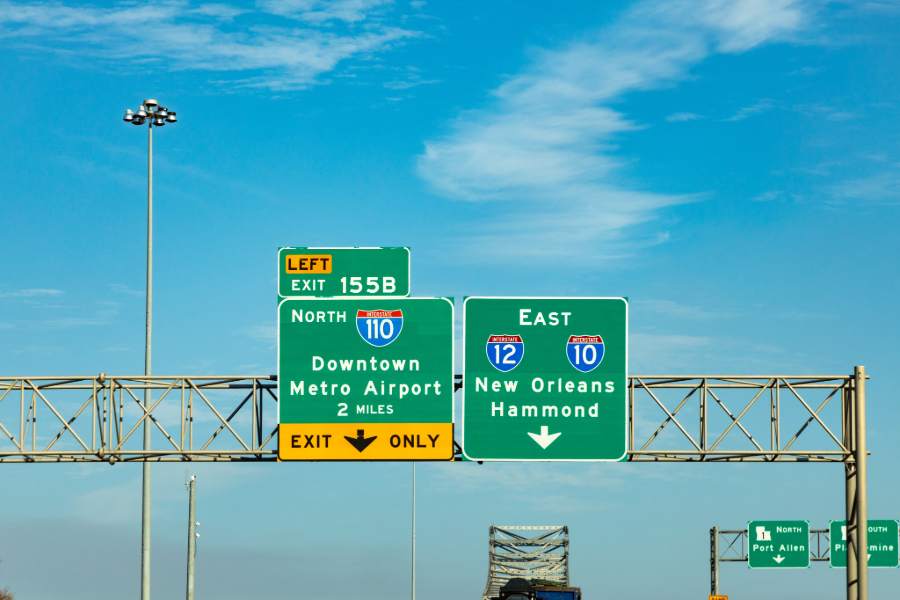 New Orleans airport road sign