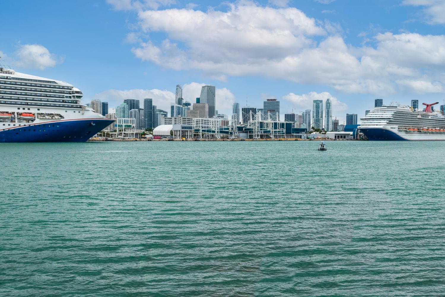 Ships in Port of Miami and cruise terminal