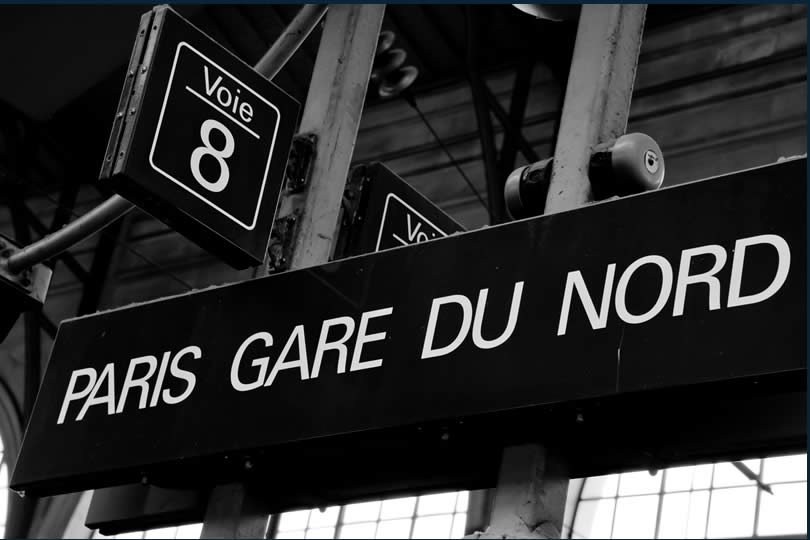 Sign of Paris Gare du Nord train station