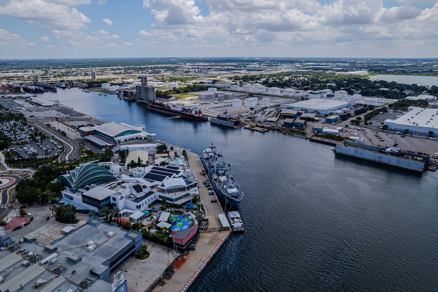 Tampa Bay cruise terminals, aerial view
