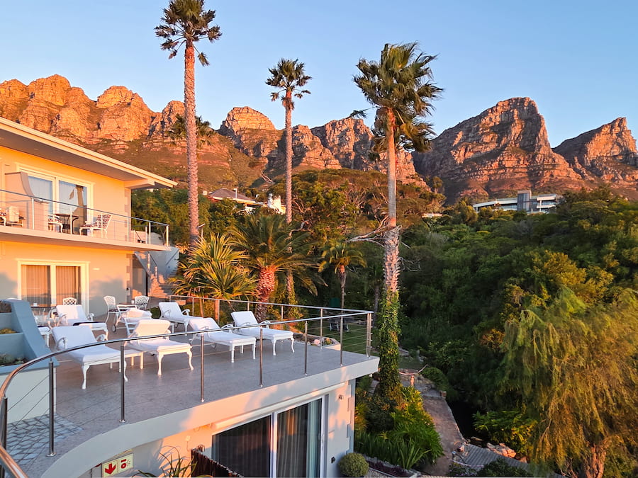 Evening sunlight at Ocean View House in Camps Bay