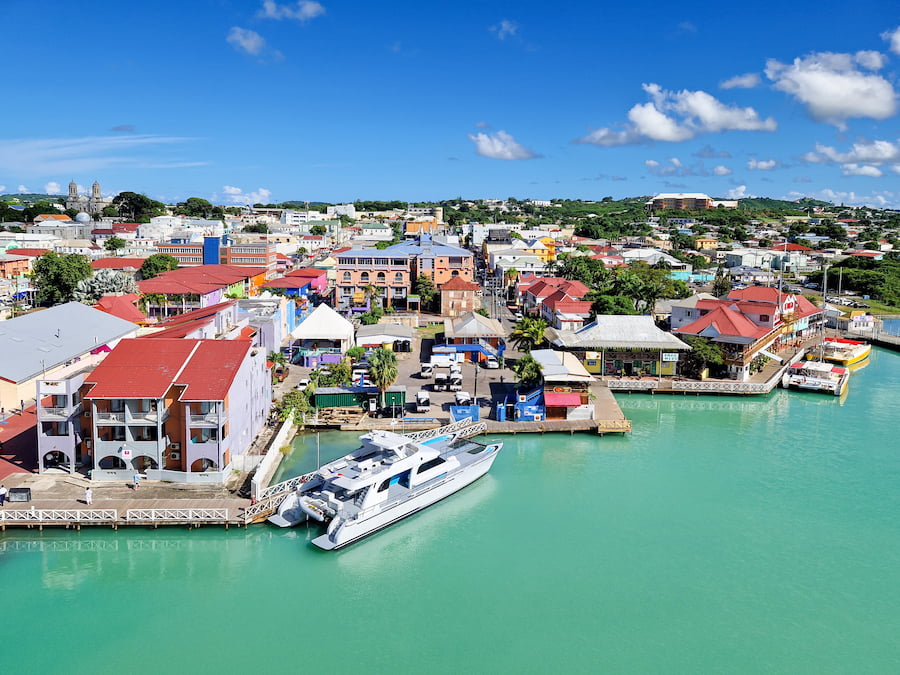 Antigua St John's port seen from cruise ship