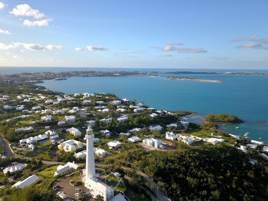 Gibbs Hill lighthouse in Bermuda, and houses