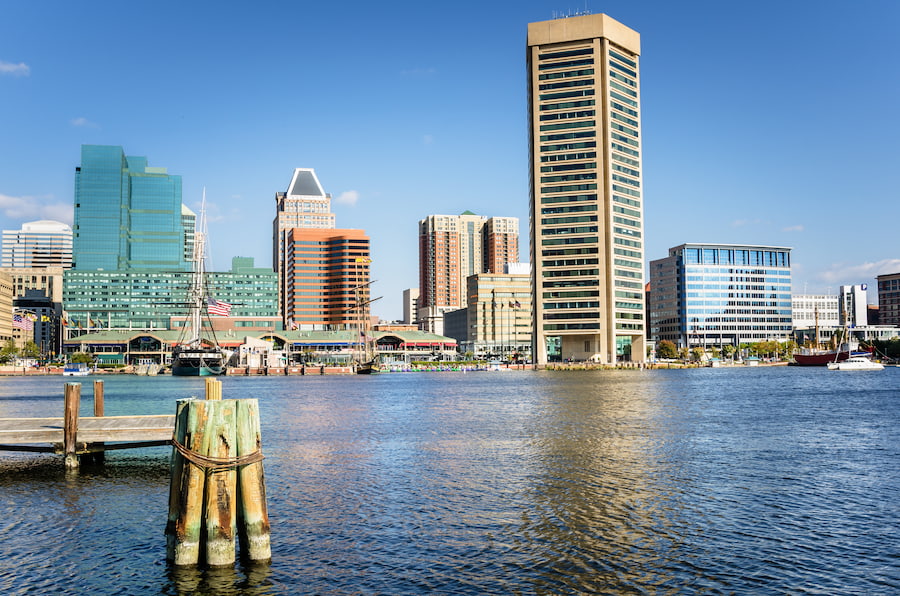 Inner Harbor Baltimore skyline with the World Trade Center
