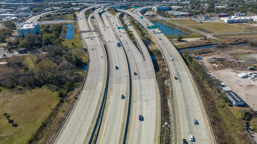 Aerial view of Interstate 95 in Jacksonville fl