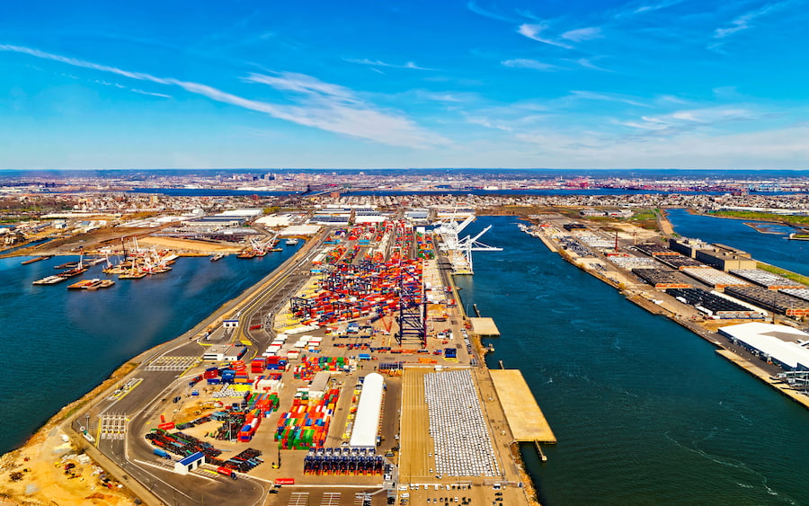 Aerial view of Newark Bayonne port