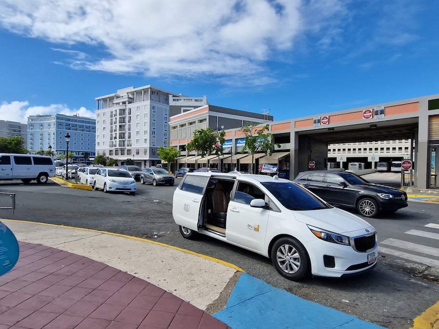 Shuttle bus at San Juan cruise terminal