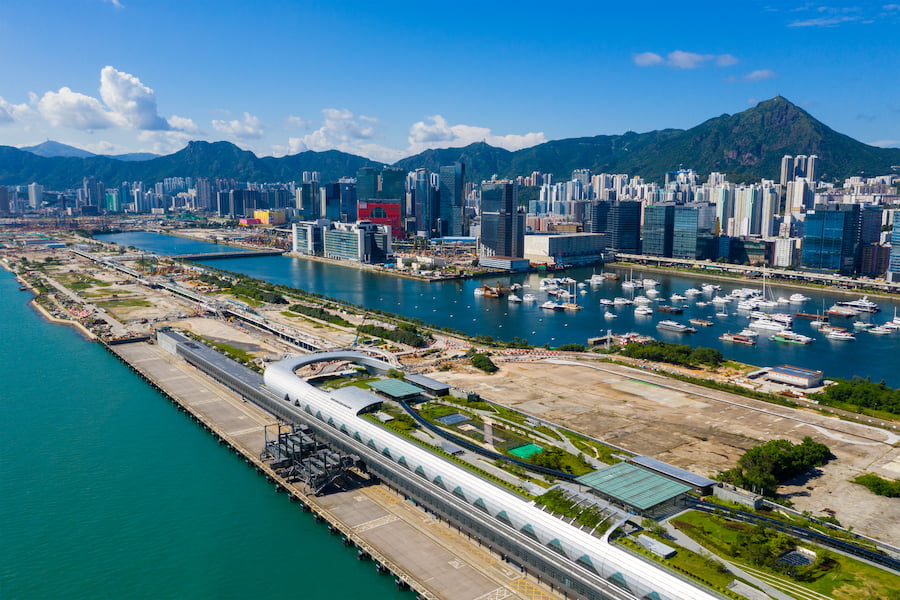 Aerial view of Kai Tak cruise terminal in Hong Kong